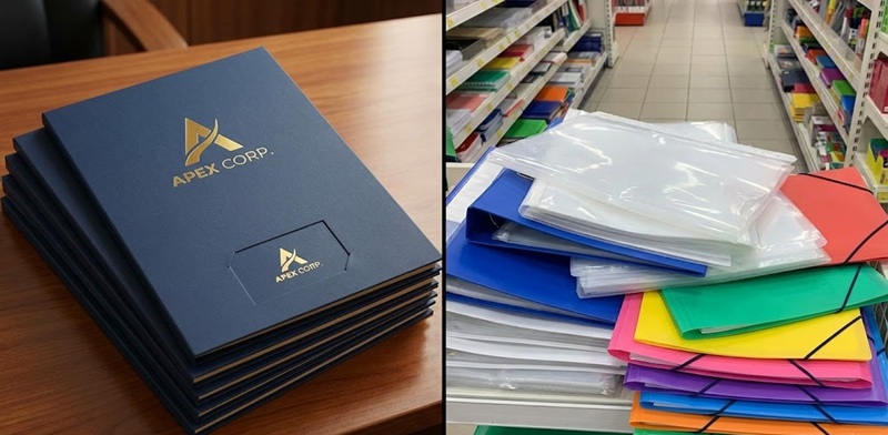 Phân biệt Folder in ấn thương hiệu và Bìa hồ sơ văn phòng phẩm.