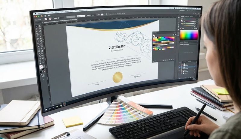 Quy trình thiết kế bằng khen bằng phần mềm đồ họa chuyên nghiệp.