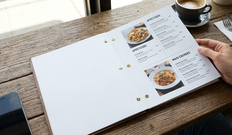 Thiết kế menu gáy ốc chừa lề chuẩn.