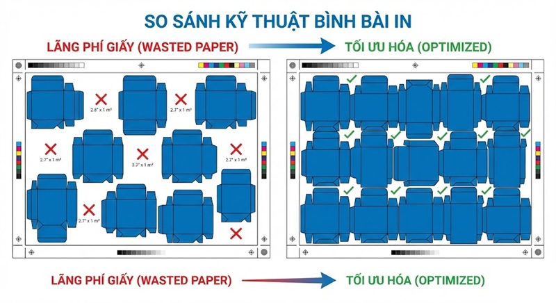 Cách bình bài in hộp giấy tiết kiệm giấy in.