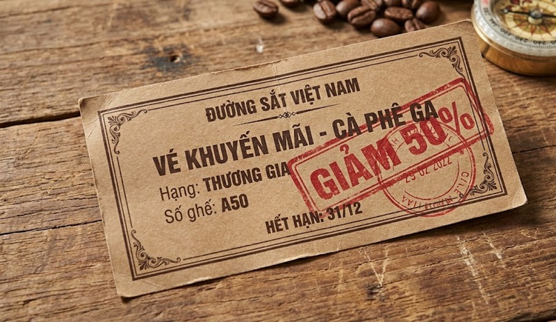 In voucher quán cafe giấy Kraft phong cách Vintage.