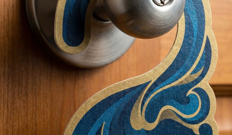 Gia công bế hình móc treo thẻ cửa phòng sắc nét.