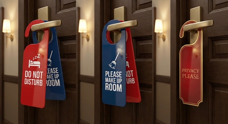 Mẫu in thẻ treo cửa phòng khách sạn 2 mặt Do not disturb.