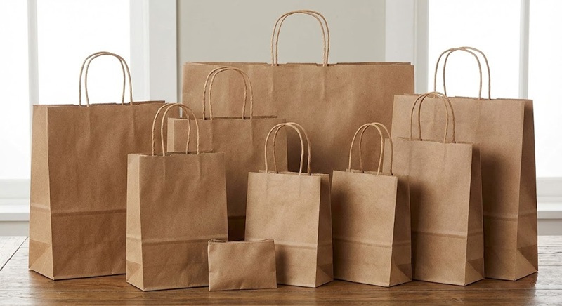Các mẫu túi giấy tái chế Kraft nhiều kích thước.
