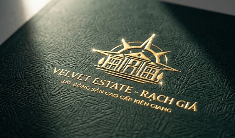Cận cảnh bìa in catalogue cao cấp ép kim vàng gold trên nền giấy mỹ thuật.
