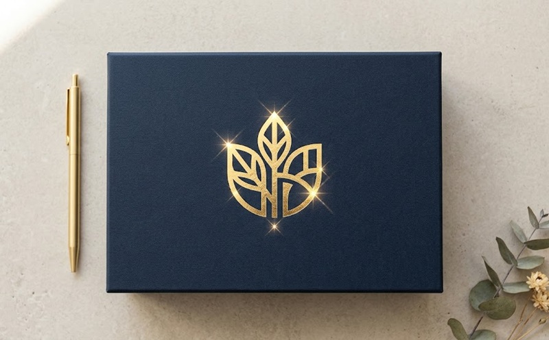 In hộp giấy ép kim màu vàng gold sang trọng trên nền giấy mỹ thuật.