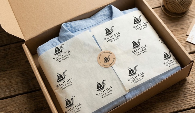 Mẫu in giấy Pelure gói hàng lót áo sơ mi cao cấp.