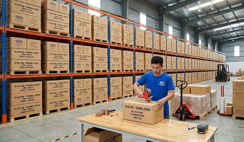 Tổng kho phân phối sỉ lẻ thùng giấy in bill hóa đơn nhiệt tại In Sài Gòn Giá Rẻ.