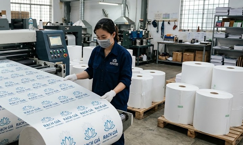 Xưởng gia công in giấy Pelure cuộn công nghiệp tại In Sài Gòn Giá Rẻ.