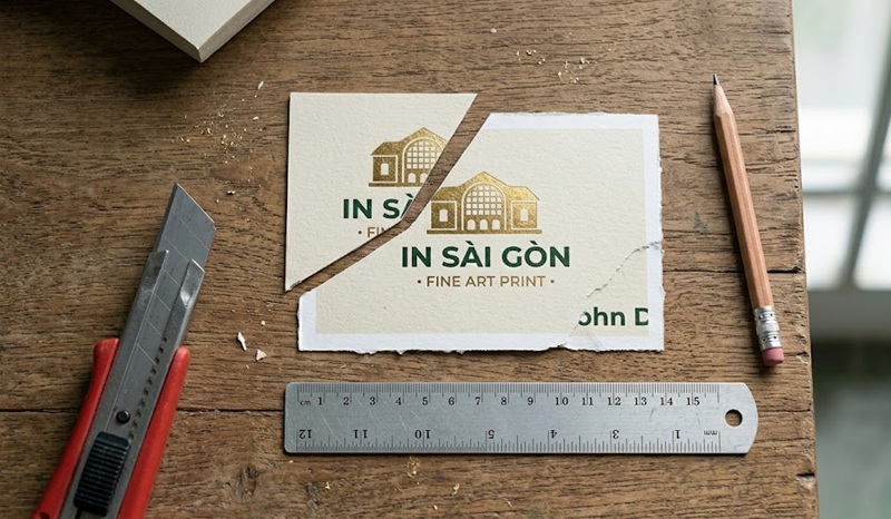 Lỗi không chừa lề bù xén (bleed) khi thiết kế file in name card gấp.