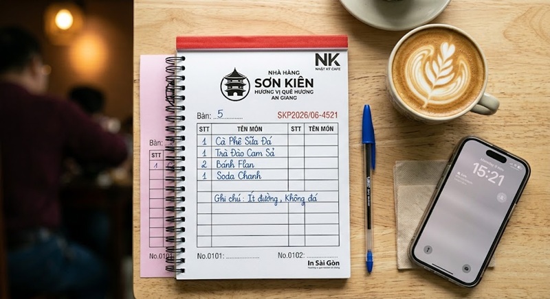 Dịch vụ in phiếu order quán cafe thiết kế đẹp, tiện dụng, giúp tối ưu quy trình phục vụ.