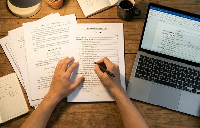 Kiểm tra và cập nhật lại mục lục tự động trước khi xuất file in luận văn tốt nghiệp.