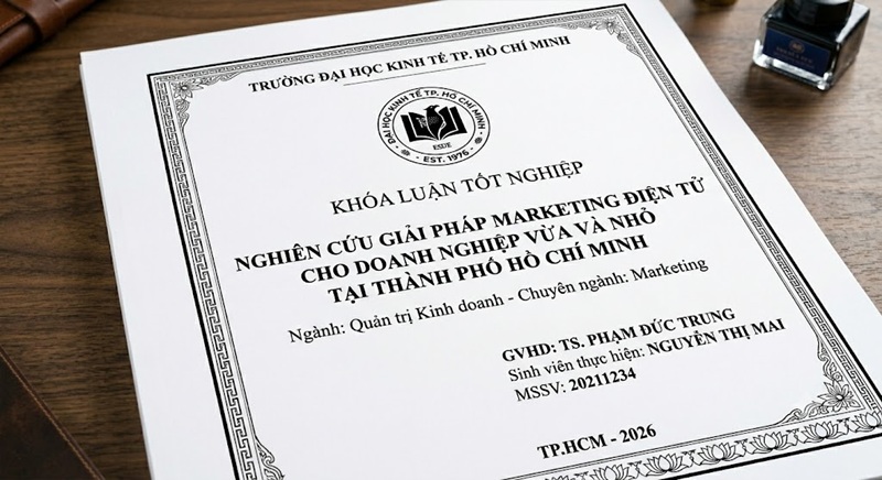 Cấu trúc định dạng mẫu trang bìa luận văn tốt nghiệp chuẩn quy định tại các trường Đại học.