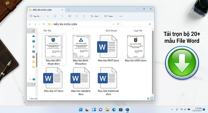 Link tải trọn bộ file Word mẫu bìa tiểu luận, khóa luận tốt nghiệp miễn phí dễ dàng chỉnh sửa.