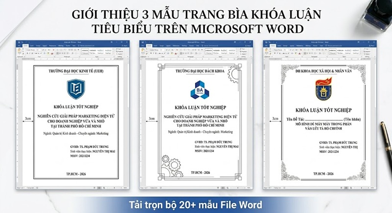 Tổng hợp các mẫu bìa khóa luận tốt nghiệp file Word chuẩn các trường đại học tại TPHCM.