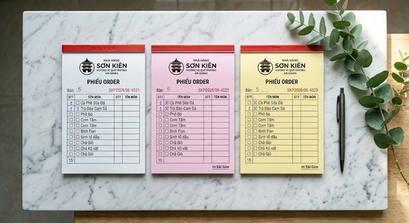 Xu hướng thiết kế mẫu phiếu order đẹp phong cách tối giản, tích hợp checkbox thông minh năm 2026.