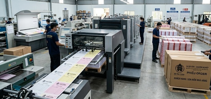 Phân xưởng sản xuất và gia công phiếu order carbonless chống thất thoát tại In Sài Gòn Giá Rẻ TPHCM