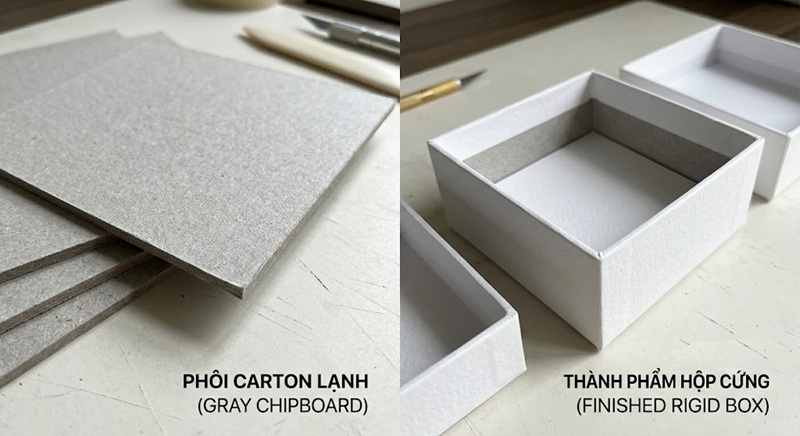 Phôi cấu trúc carton lạnh làm lõi hộp cứng bánh trung thu cao cấp