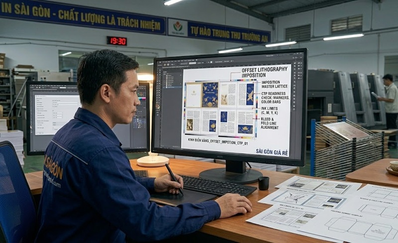 Chuyên viên xưởng in tối ưu file chế bản in hộp giấy trung thu chuẩn kỹ thuật