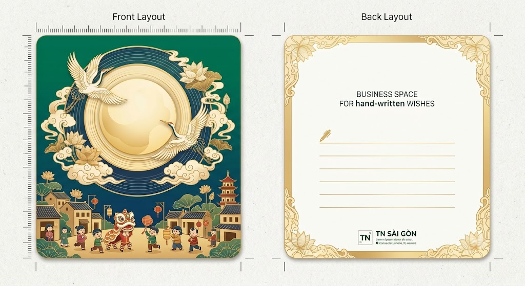 Bản vẽ layout thiết kế thiệp chúc mừng trung thu đồng bộ nhận diện thương hiệu