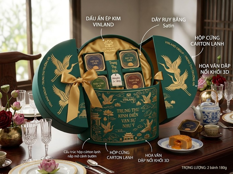 Mẫu in hộp bánh trung thu cao cấp bằng carton lạnh làm quà tặng đối tác VIP của doanh nghiệp