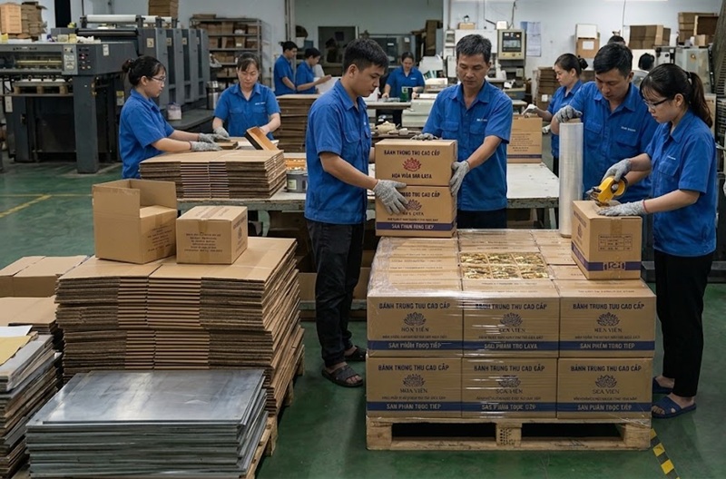 Tình trạng quá tải sản xuất bao bì hộp bánh trung thu vào tháng cao điểm cận lễ