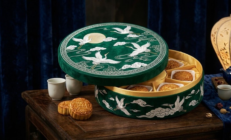 Thiết kế hộp bánh trung thu tông màu xanh bình an tinh tế hướng đến sức khỏe