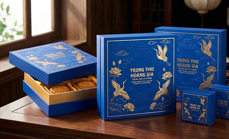Vỏ hộp bánh trung thu cao cấp cán màng mờ sang trọng quý phái